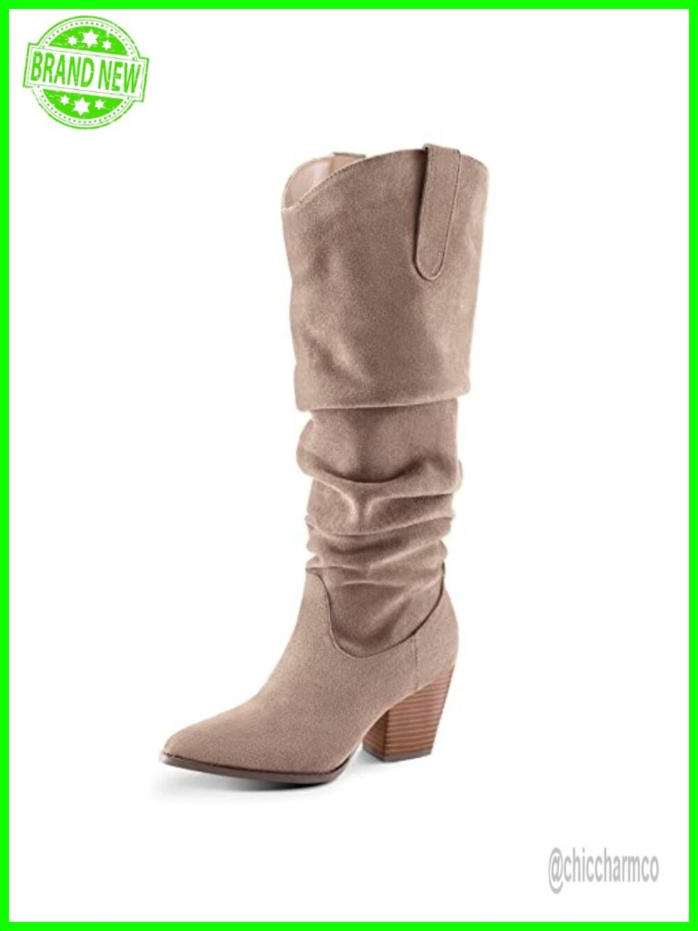 Women's Knee High Slouchy Pointed Toe Western Cowboy Boots Faux Suede